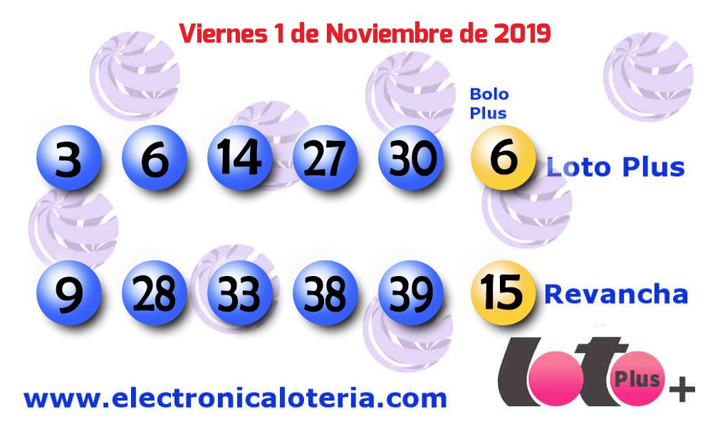 Loto Plus del Viernes 1 de Noviembre de 2019 Números ganadores del