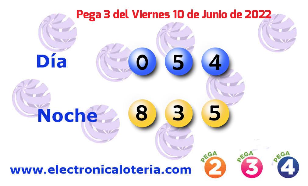 Pega 3 del Viernes 10 de Junio de 2022