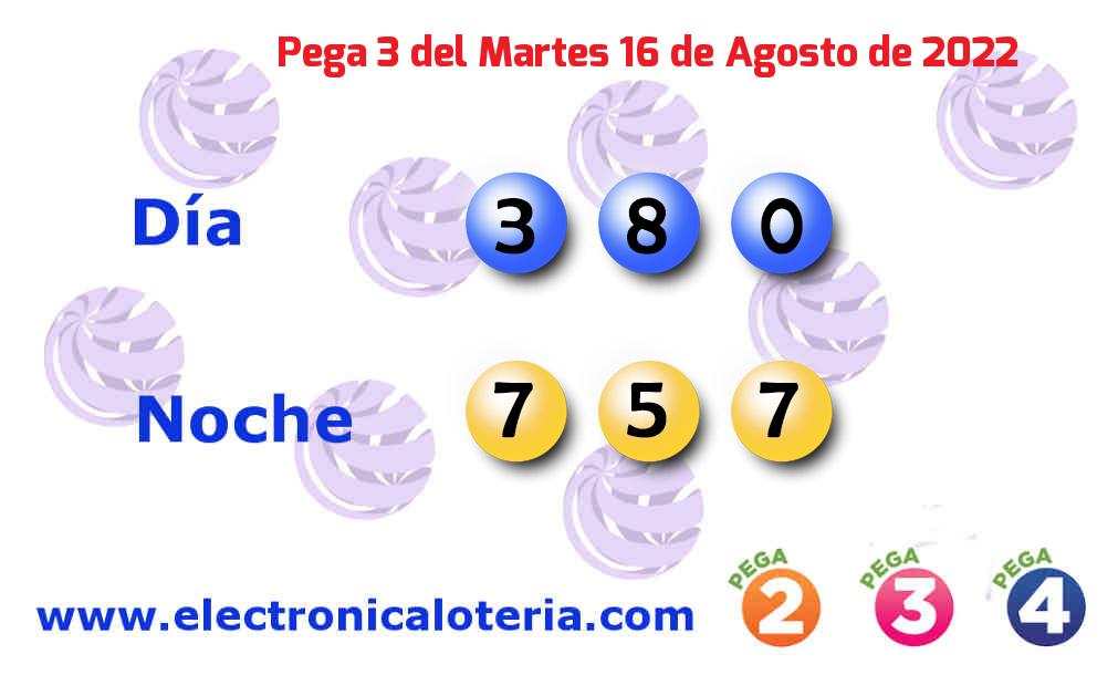 Pega 3 del Martes 16 de Agosto de 2022
