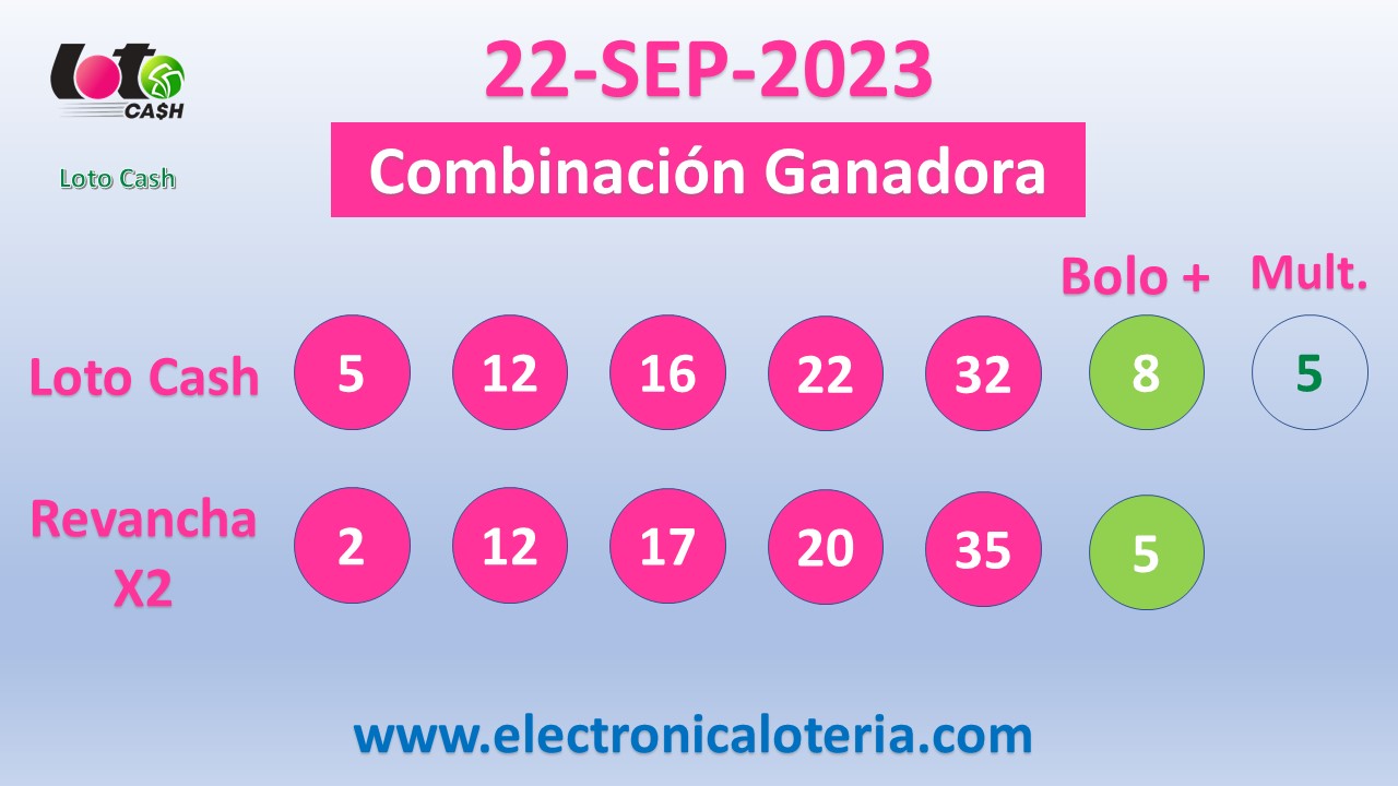 Loto Cash y Revancha del Viernes 22 de Septiembre de 2023