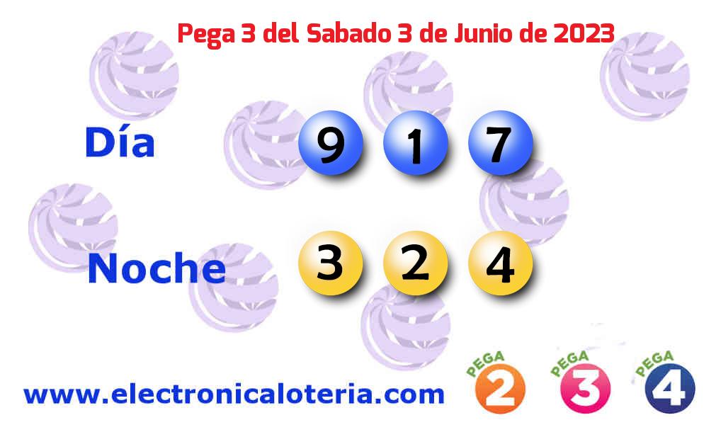 Pega 3 del Sábado 3 de Junio de 2023
