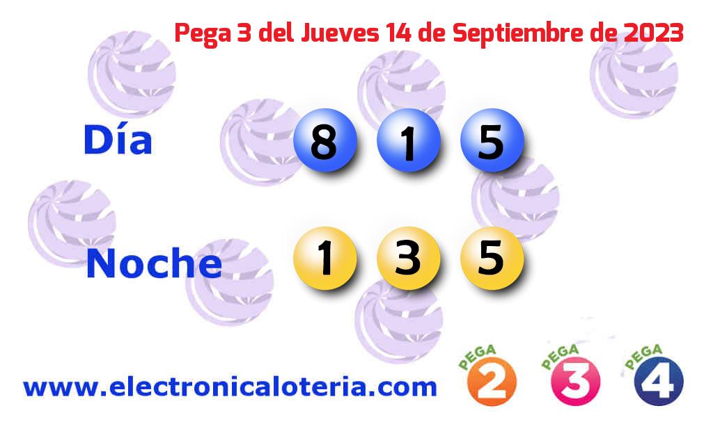 Pega 3 del Jueves 14 de Septiembre de 2023