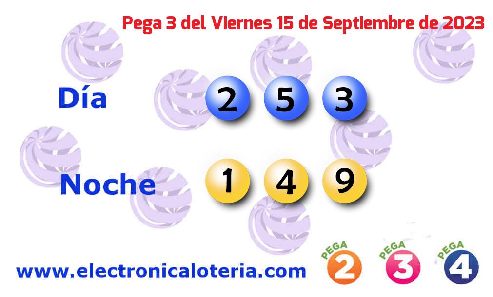 Pega 3 del Viernes 15 de Septiembre de 2023