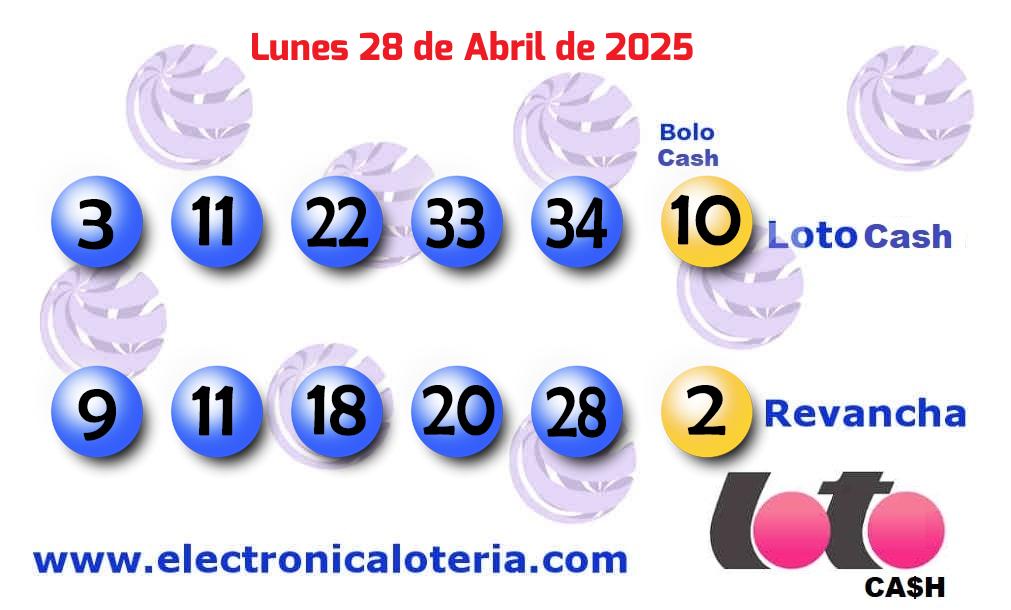 Loto Cash y Revancha del Lunes 28 de Abril de 2025