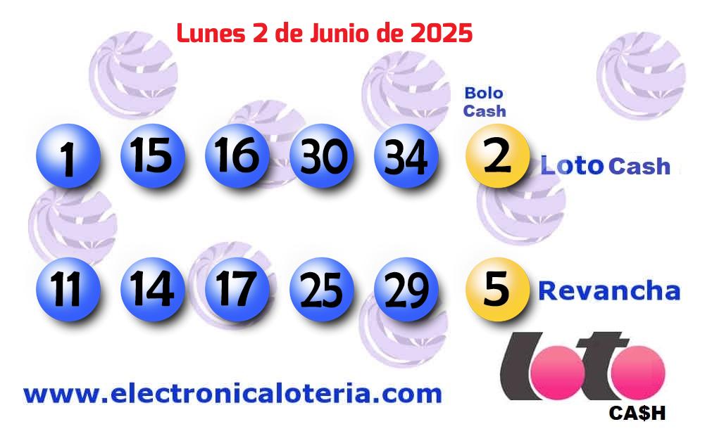 Loto Cash y Revancha del Lunes 2 de Junio de 2025