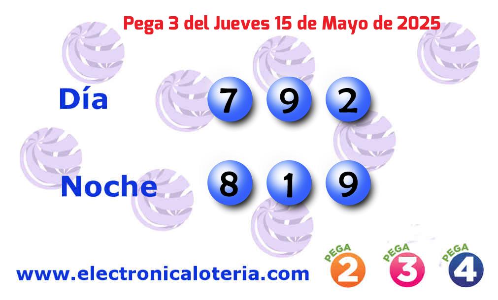 Pega 3 noche del Jueves 15 de Mayo de 2025