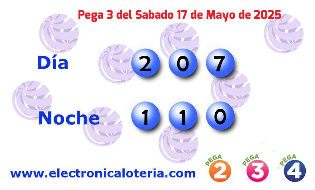 Pega 3 noche del Sábado 17 de Mayo de 2025