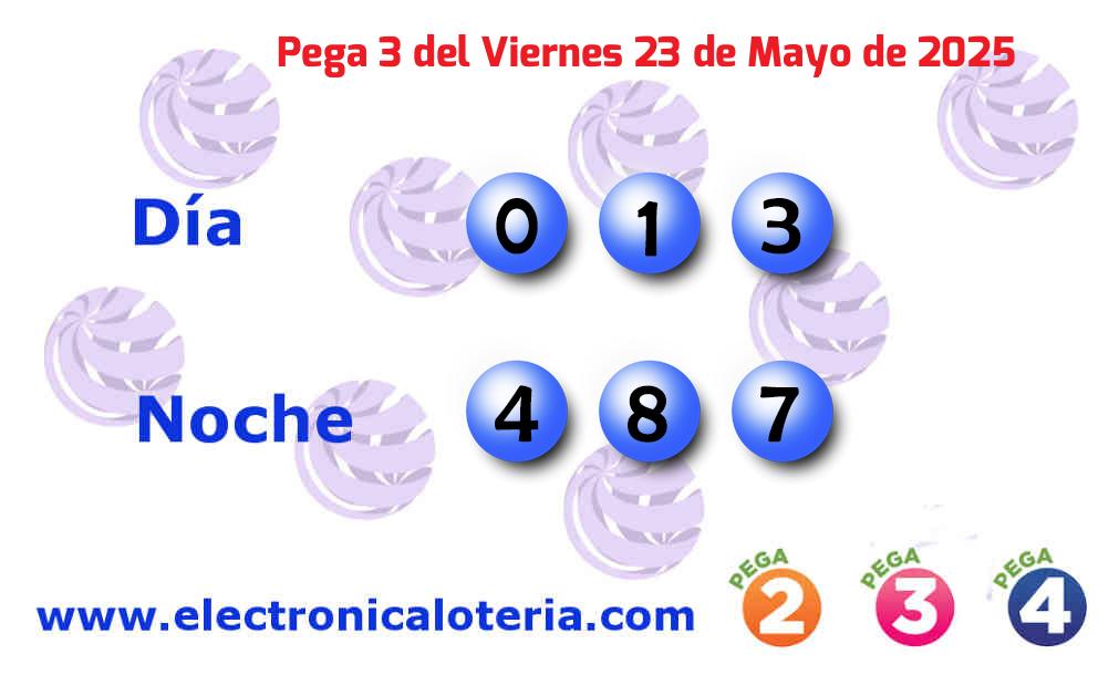 Pega 3 noche del Viernes 23 de Mayo de 2025