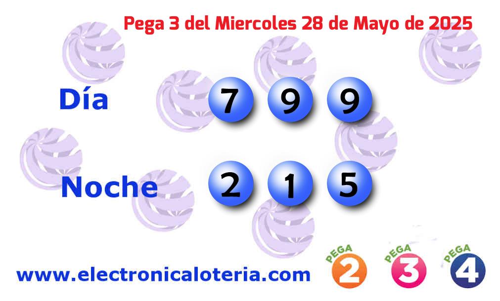 Pega 3 noche del Miércoles 28 de Mayo de 2025